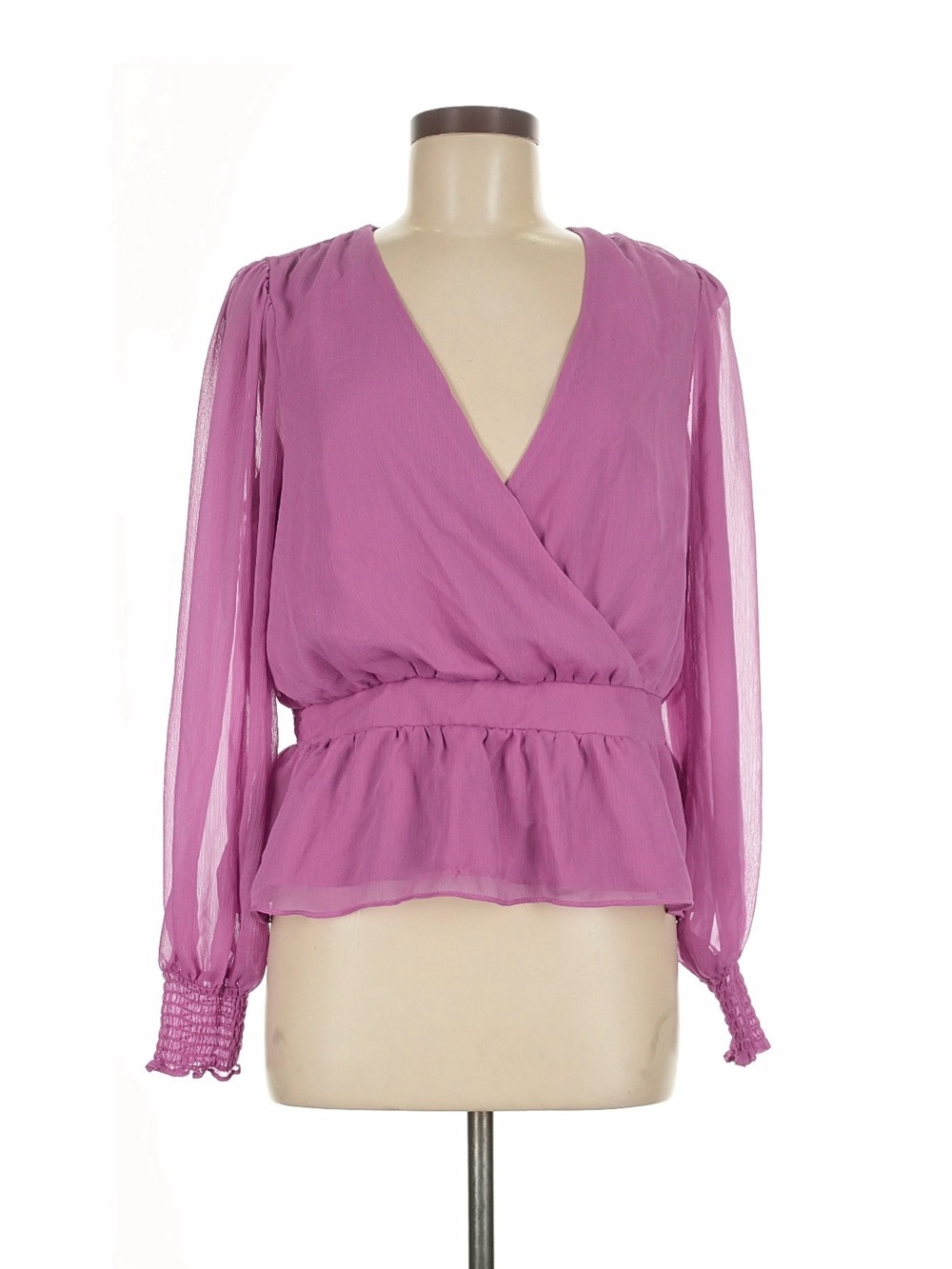 Express Mauve Wrap-Front Peplum Blouse
